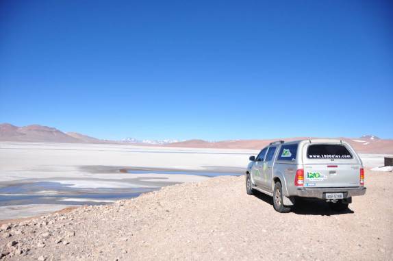 Nosso primeiro salar no Chile, a caminho de San Pedro de Atacama